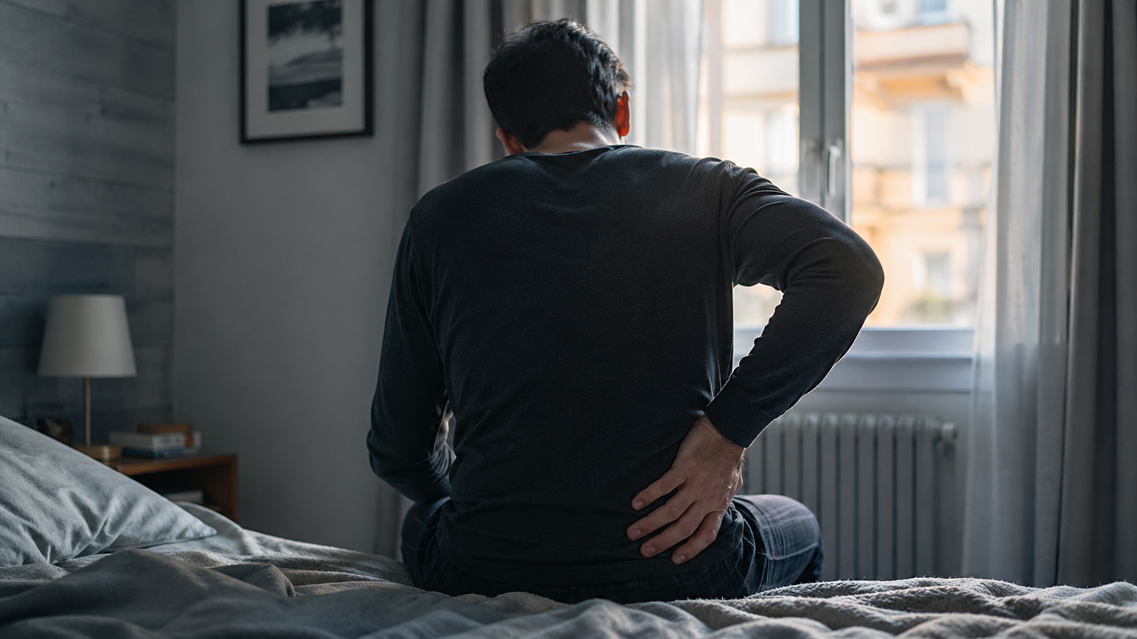 Raio-X de coluna lombar contra janela com luz natural — exame de imagem para cirurgia de coluna pelo plano de saúde