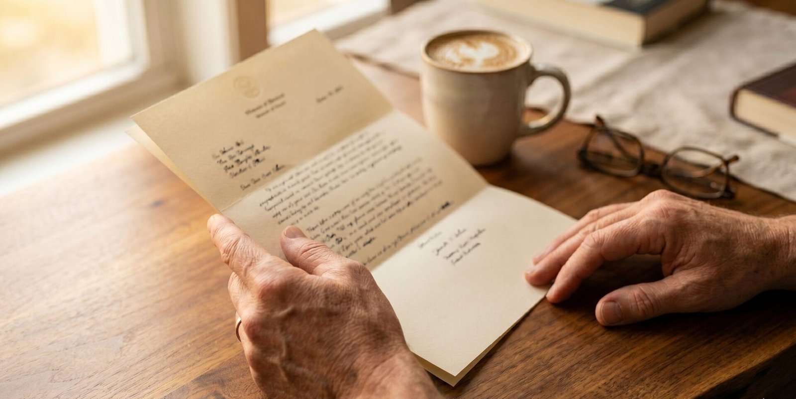 Mãos segurando documento de negativa de cobertura de plano de saúde sobre mesa de madeira